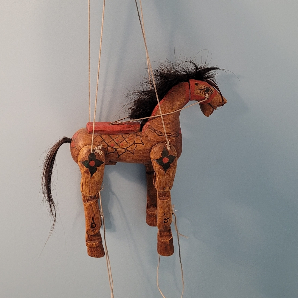 Vintage Horse wood Marionette on strings
